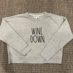 Rae Dunn Gray 'Wine Down' Women's Crew Neck Sweater